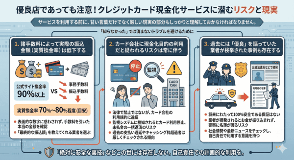 優良店であっても注意！現金化サービスに潜むリスクと現実
